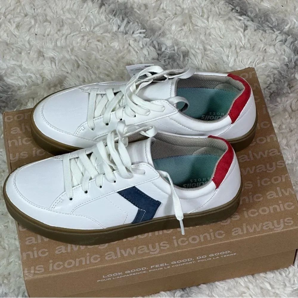 Dr. Scholl's White Sneakers with Red and Blue Accents